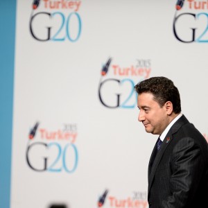 DPM Babacan Heading Towards the Rostrum for the Concluding Press Briefing